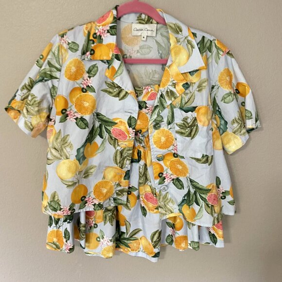 Cara Cara Cotton Citrus Print Matching Set - Skirt (6) and Top (M) - Picture 3 of 7